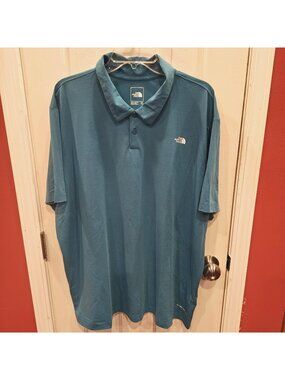 The North Face FlashDry-XD Polo Shirt Mens 2XL Blue Performance Short Sleeve